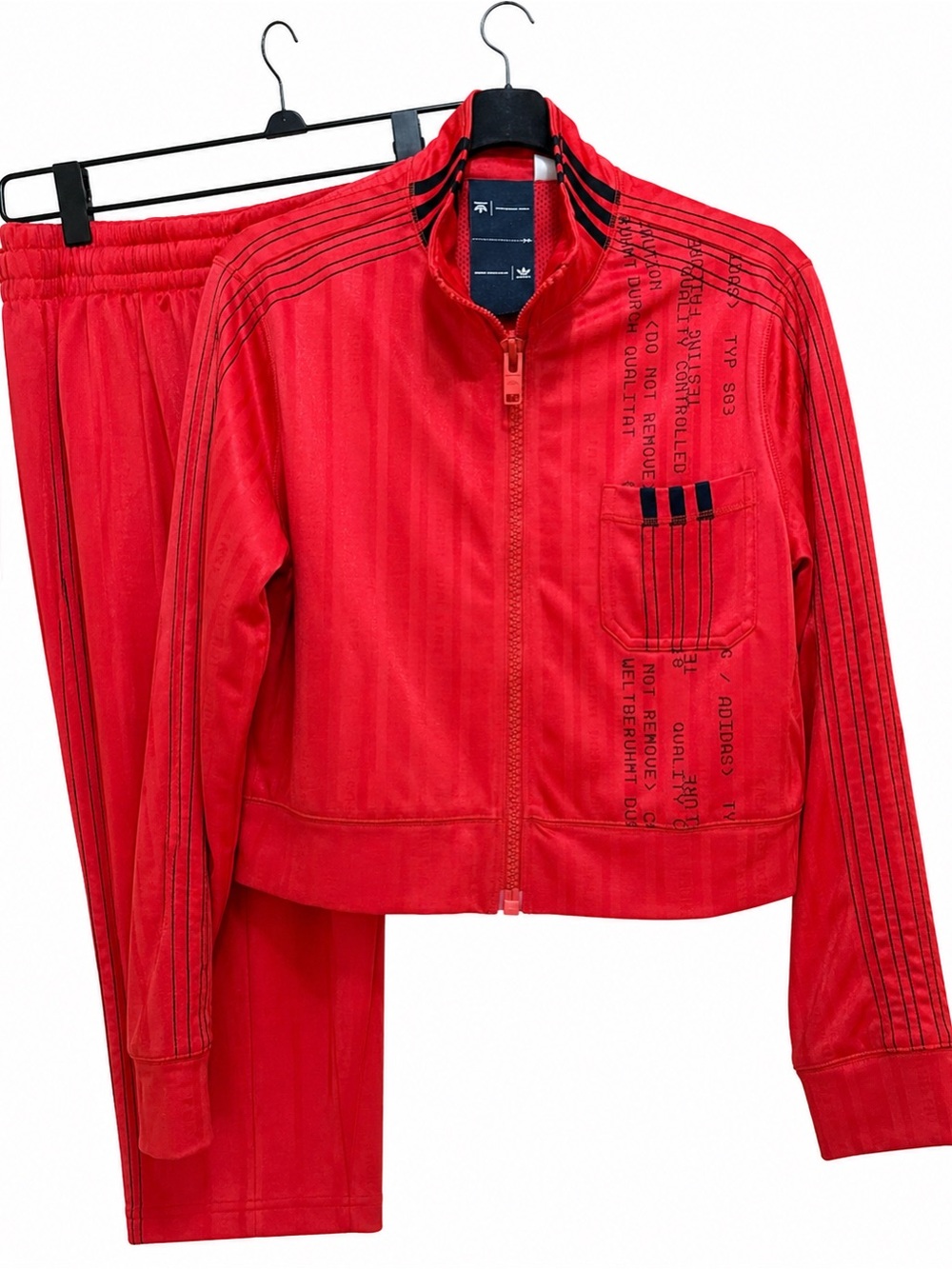 🌟RARE Adidas Originals X Alexander Wang Crop Track Jacket set in Core Red/Blk
